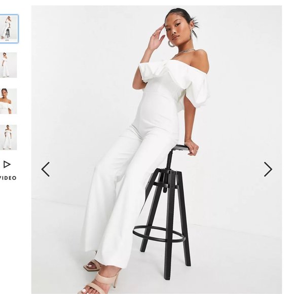 NEW WITH TAGS Bridal Jumpsuit White from Asos: Petite Club L London Brand - Picture 2 of 4